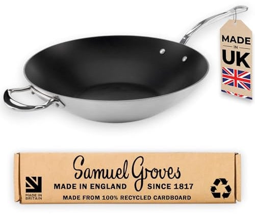 Samuel Groves STP7173RH/NS Classic 32cm Non-Stick Stainless Steel Triply Wok