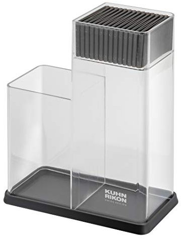 Kuhn Rikon Colori+ Vision Utensil Caddy and Knife Block, Transparent/Grey, 24312