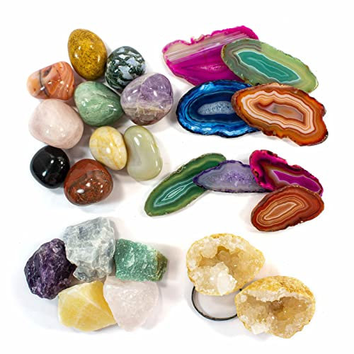 Steingrau Adventskalender 24 tlg. Füllung Set 00 EXTRA 24. Türchen 1 Quarzgeode 2 tlg. (OHNE KALENDER) DIY