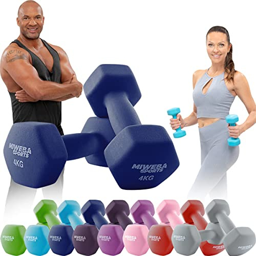 Miweba Sports Neopren Hantelset NKH100 | 0.5-10 kg (2X 4.0 kg, Königsblau)