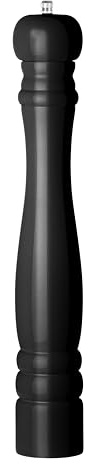 HENDI Pfeffermühle, glänzend, Pfefferstreuer, mit Edelstahl-Mahlwerk, einstellbar, 65x(h)415mm, Holz, Schwarz