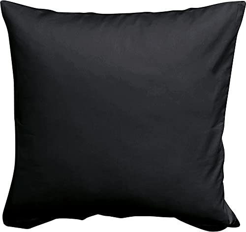 Erwin Müller Kuschelkissenbezug, Kissenhülle Mako-Satin Landshut, 100% Baumwolle - seidiger Glanz, mit praktischem Reißverschluss, temperaturausgleichend - schwarz Größe 40x40 cm