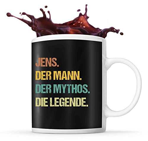 Tasse Jens | Jens der Mythos die Legende | Tasse mit Spruch lustig Fun Tasse Geschenkideen fürs Büro zum Geburtstag Jubiläum Kaffeetasse Bürotasse