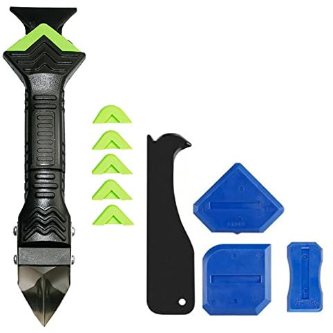 GAILY YOUTH Lot de 11 outils de calfeutrage en silicone 5 en 1 en acier inoxydable pour joint de cadre de cuisine, salle de bain, fenêtre, évier (vert)