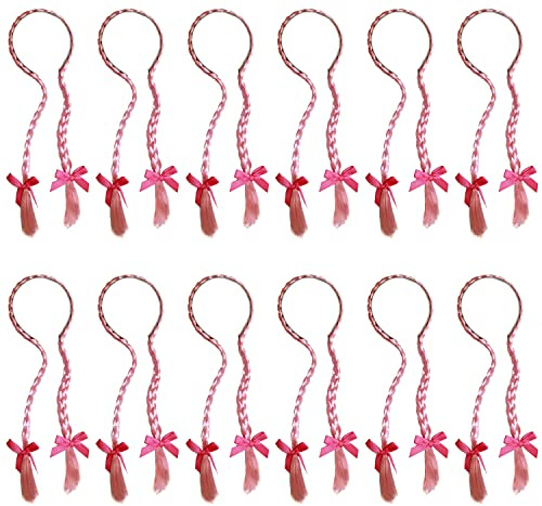 Oktoberfest - Lot de 2 - Attaches roses avec nœuds roses sur un bandeau - Accessoire de déguisement allemand bavarois pour femme