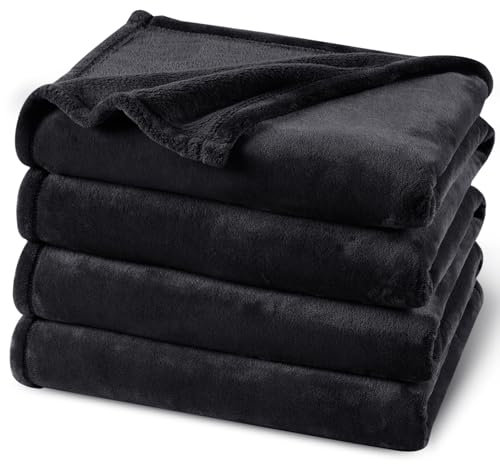 PHF Kuscheldecke Flauschig Fleecedecke 230x270cm - Oeko-Tex Weich Warm Wohndecke, Decke Blanket für Couch Sofa Bett, Tagesdecken & Kuscheldecken, Sofa überwurfdecke, Schwarz
