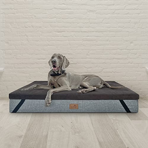 tierlando® Ortho-Topper High-Tech-Velours | Orthopädische Matratzenauflage für Hundetten Bezug kuschelig waschbar nachhaltiger Matratzenschoner Größe: 80x60cm | Farbe: 01 Braun