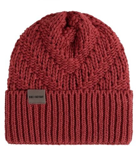 KNIT FACTORY - Sally Mütze - Strickmütze für Damen und Herren - Beanie - Wintermütze mit Wolle - Robusten Look - Hochwertige Qualität - Baked Apple