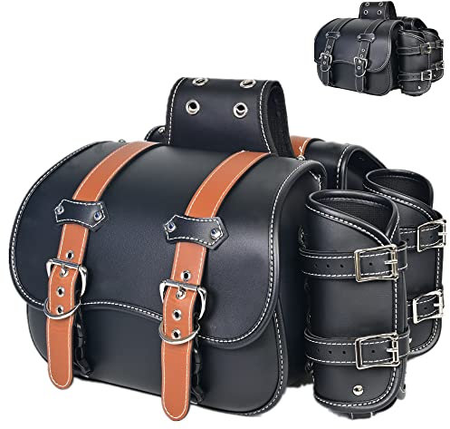 Motorrad-Satteltaschen | PVC-Kunstleder-Seitentaschen | wasserdichte seitliche Schwingarmtaschen | seitliche Werkzeugtasche für Harley Sportster | universelle Werkzeugtasche für Motorrad (Schwarz23)