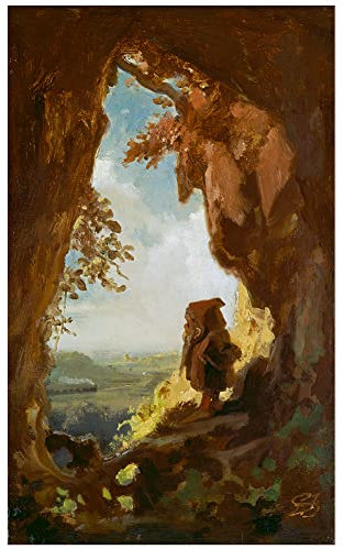 JUNIWORDS Poster, Franz Carl Spitzweg, Gnom, von Einer Höhle die erste Eisenbahn betrachtend, 30 x 17 cm (3000836)