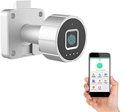 Fingerabdruck Schubladenschloss 32MM eLinksmart Schrankschloss Möbelschloß Zylinder-Möbelschloss Aufschraubschloss mit Schlüssel Set für Schubladen & Schränke 20 Fingerabdrücke und 500 App-Benutzer