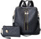 Kiepoar Damen Rucksack aus PU Leder mit Wallet, Stilvoll Tasche Diamantmuster Lederrucksack mit Schultergurt als Umhängetasche, Elegant Backpack Große Mode Bag für Arbeit Schule Reise