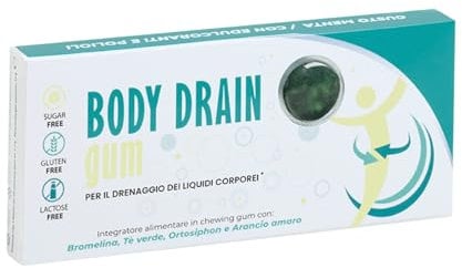 Ntp Biotech - Body Drain Gum - Integratore Drenante in Chewing Gum con Arancio Amaro, Ortosiphon, Tè Verde e Bromelina - Ritenzione idrica, Cellulite, Controllo Fame Nervosa - 10 chewing gum