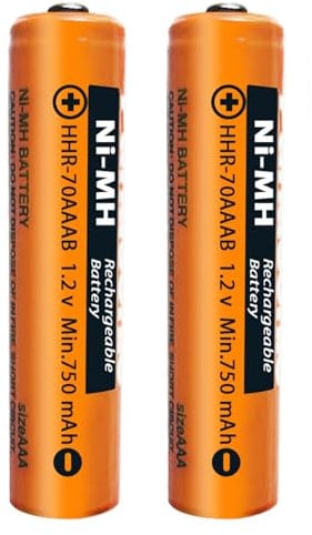 2 Pack 1.2V 750mAh NI-MH Rechargeable AAA Battery for Gigaset Cordless Phones, Rechargeable AAA Batteries for BT Panasonic