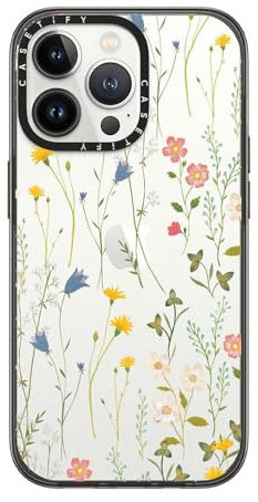 CASETiFY Compact iPhone 13 Pro Case [2X Military Grade Drop Tested / 4ft Drop Protection] - Dreamy Floral Pattern - Clear Black