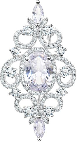 KristLand Broche en Forme de Vigne avec Pierre de Zircone Scintillante Vintage pour Mariée Art Déco Rétro Broche Baroque Broche de Mariage Cadeau pour Femme