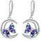 Schmetterling Ohrringe Damen Mädchen 925 Sterling Silber Blauer Schmetterling Mond Hängend Ohrhänger Schmuck Geschenk