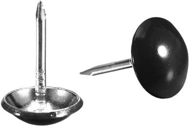 QUARKZMAN 40Pcs Clous de Tapissier, Tête Ronde de 11mmx17mm, Clous Décoratifs pour Meubles, Canapés, Têtes de Lit, Noir Brillant