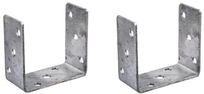 2x U-Pfostenträger verzinkt zum Aufschrauben 121x120x4 mm
