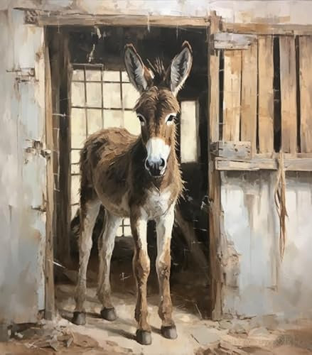 ZMHZMY Malen Nach Zahlen Erwachsene, Esel auf dem Bauernhof DIY Handgemalt Ölgemälde Kit für Anfänger und Erwachsene,Einzigartige Geschenk Home Haus Deko, Acrylpigment für Gemälde,40x50cm
