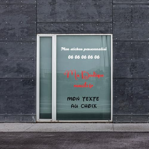 Autocollant Phrase ou Texte personnalisé - Citation - Décoration - Vitre - Stickers adhésif - Affiche - Publicité - Décoratif et imperméable taille au choix de 40 cm a 160 cm - 13 Couleurs