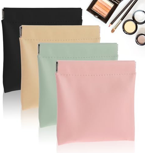 Mabor Pu-Leder Kleingeldbörse,4 Stück Mini Kosmetiktasche Mini Tasche Tampon Aufbewahrung Make Up Tasche Kleine für Haargummi Aufbewahrung Münzen und Kosmetika Schlüssel Tragbar Organizer Täschchen