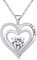 Tusuzik Halskette Damen Silber 925 Ich Liebe Dich Doppeltes Herzketten Anhänger für Ketten Schmuck Romantische Kleines Geschenke für Frauen Freundin Mutter Mama