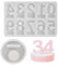 2 Pcs Stampo Digitale In Silicone,Decorazione Numero Della Torta Di Muffa,Kit Di Stampi Digitali In Resina Epossidica DIY,Con Base Circolare,Per Matrimoni,Anniversaristampo Digitale In Gesso