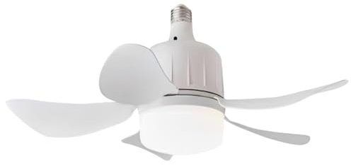 Kexpery LED Mini Ceiling Fan E27 Base Remote Control Light Bulb Fan with Socket 3 Colors Dimmable Small Ceiling Fan Light 3 Speeds 17.7 Inch for Bedroom Living Room Balcony (D)