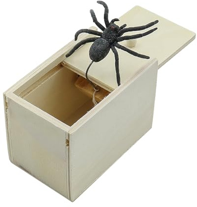 Sarini Streich-Spinnenbox,Grusel-Holzbox,Überraschungsbox aus Holz,Spinnen-Neuheitswerkzeuge,Scherzbox, Erwachsene