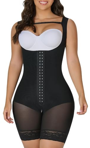 YIANNA Body Gainant Femme Ventre Plat Combinaison Gainante Sculptant Gaine Amincissante Invisible Faja Colombiana Corset Minceur Shapwear Noir S 7289