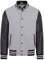 Infinity Leather Letterman Baseball Varsity-Bomberjacke aus Grauem Wolle und Schwarzem Leder