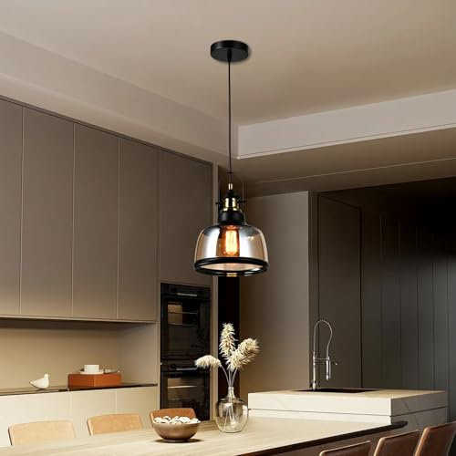 LQWELL Modern Pendelleuchte Hängeleuchte E27 Glasabdeckung Kupfer