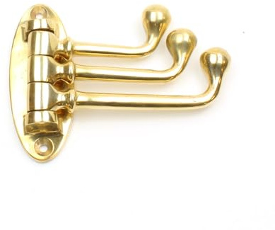 Ball End Swivel Triple Coat Hook in Polished Brass