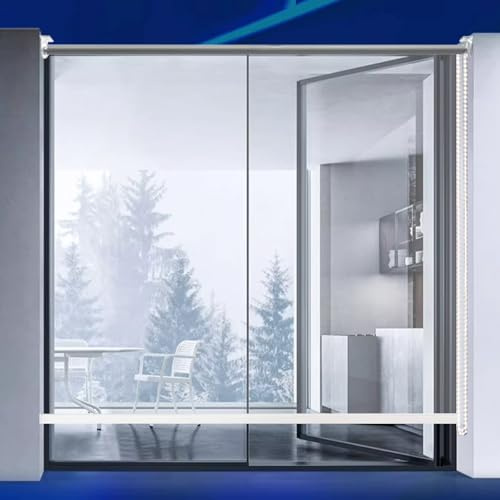 E ECATEE Tenda a Rullo PVC Trasparente Impermeabile,Tende Avvolgibili con Isolamento Termico Protezione UV,Tenda Antipioggia,per Ufficio,Balcone,Terrazza,Facili da Sollevare (W110xH180cm/W43 xH71)