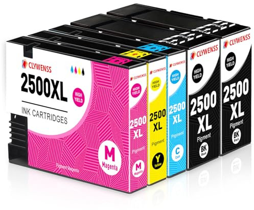 CLYWENSS PGI-2500XL Druckerpatronen Kompatibel mit Canon 2500XL PG-2500 XL Multipack für Maxify MB5150 MB5450 MB5455 iB4150 iB4050 MB5000 MB5155 MB5350 Patronen 5-Pack (2 Schwarz, Cyan, Magenta, Gelb)