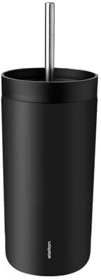 Stelton To Go Sip Thermobecher mit Strohhalm, 0,4 l, vakuumisoliert, langlebig - 400ml, Soft Black