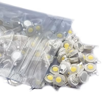 Cleiscry High Power Led Chip 1/3 Watt Super Helle Intensität SMD Licht Emitter Komponenten Diode Birne Lampe Perlen Chip DIY Leuchten für Flutlichtscheinwerfer (50 stücke 1W natürlich weiß (4000K))