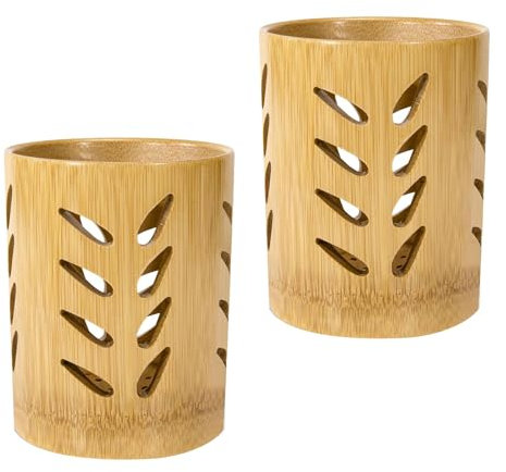 Porte-Brosse à Dents en Bois, 2 Pièces Gobelet à Brosse à Dents, Support De Dentifrice, avec Drain pour Un Séchage Rapide, pour Le Dentifrice Et Les Brosses à Dents, Les Crayons, Les Ustensiles