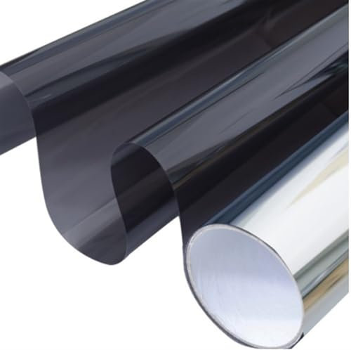 Einweg-Fenster-Sichtschutzfolie, Vollschattierende Glasfolie, Sonnenschutz, Wärmedämmung, undurchsichtige Fensterfolie, Anti-Peeping, Balkonbeschattung(Silvery,50cmX200cm)