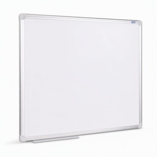 AVELI Whiteboard 60x45 cm magnetisch, Aluminiumrahmen + Ablage | Magnethaftend & trocken abwischbar | Eloxierter Alurahmen | Stiftablage | Quer oder hoch montierbar