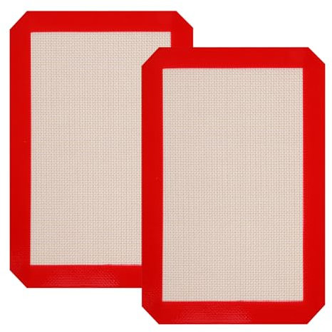 2pcs Silicone Baking Mat,Reusable Non Stick Silicone Cooking Mat,1/4 Baking Sheet Pan Liner for Cookies, Macaron, Bread, Pastry, Toaster