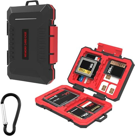 Etui Carte SD, Rangement Carte SD, Boîte de Rangement pour 30 Cartes, Étui pour Cartes Mémoire, Étanche et Antichoc pour 8 Cartes et 4 CF/XQD, TF12, SIM1, Étanche, Anti-poussière et Portable