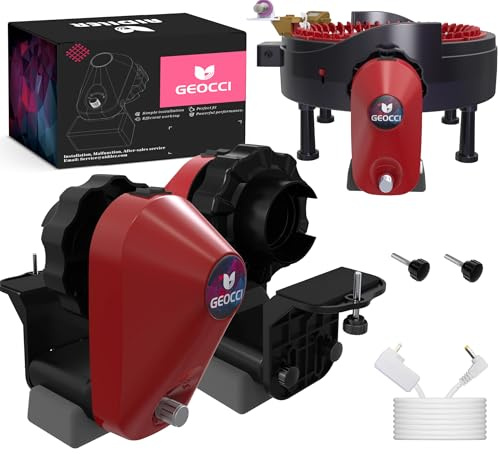 GEOCCI Elektrischer Strickmaschinen-Adapter für ADDI Rundstrickmaschine mit 46 Nadeln, Rot und Schwarz