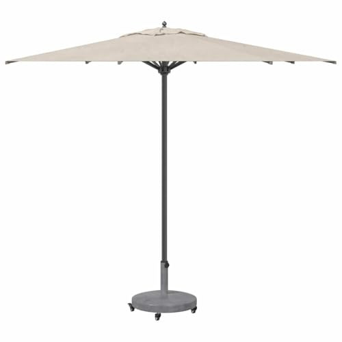 vidaXL Outdoor Umbrella Base Dark grey wood look 48 x 48 x 32 cm, Outdoor Umbrella Base, Round, Modern Patio Support, Weatherproof Concrete Shade Stabilizer, UV-Resistant Garden Holder