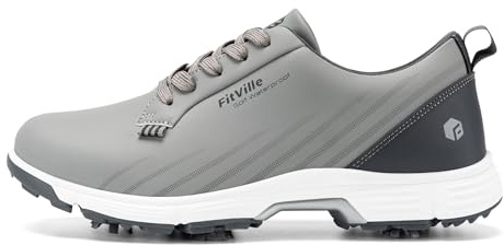 FitVille Mens Spiked Golf Shoes Extra Wide Trainers | Professional No-Slip Spiked,Arch Support,High-Rebound Cushioning,Casual,Breathable,Comfortable,Lightweight,Wide Feet