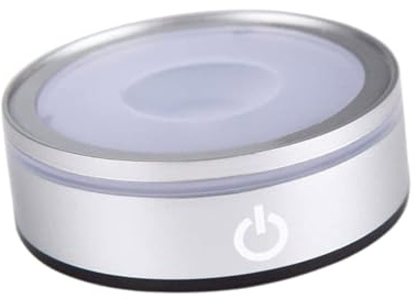 Homoyoyo Runder LED Lichtsockel mit Touch Funktion, 6 Modi, für Event Deko | Kunststoff, Doppellagig und Rund, Batteriebetrieben mit USB Kabel, für Schmuck und Kristallkugeln
