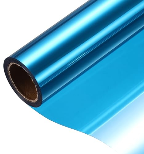 sourcing map Privacy Window Film, PVC One-Way Mirror Window Tint Reflective Heat Control Non-Adhesive Static Cling Glass for Home Office Privacy Protection, Light Blue Silver(80cm x 300cm)