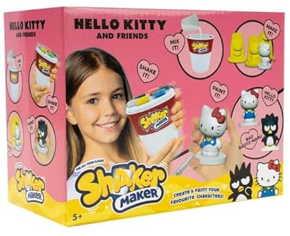 Kitty and Friends Shaker Maker Craft Set, Character Mould, Ages 5+, Includes 2 Moulds, 6 Paints and Brush