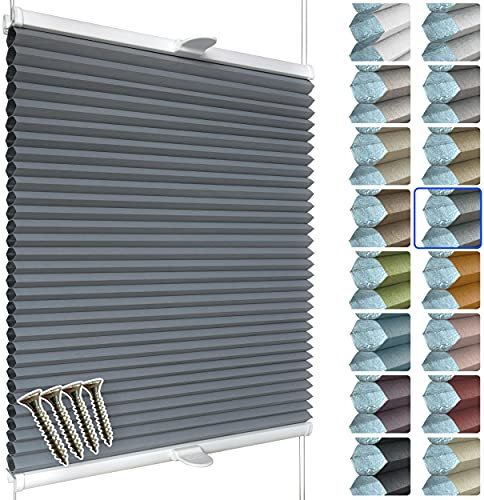 SchattenFreude Waben-Plissee nach Maß für Fenster & Tür | 100% verdunkelnd/Blackout | Zum Anschrauben in der Glasleiste | Anthrazit (Weiße Rückseite), Breite: 90-110cm x Höhe: 30-100cm